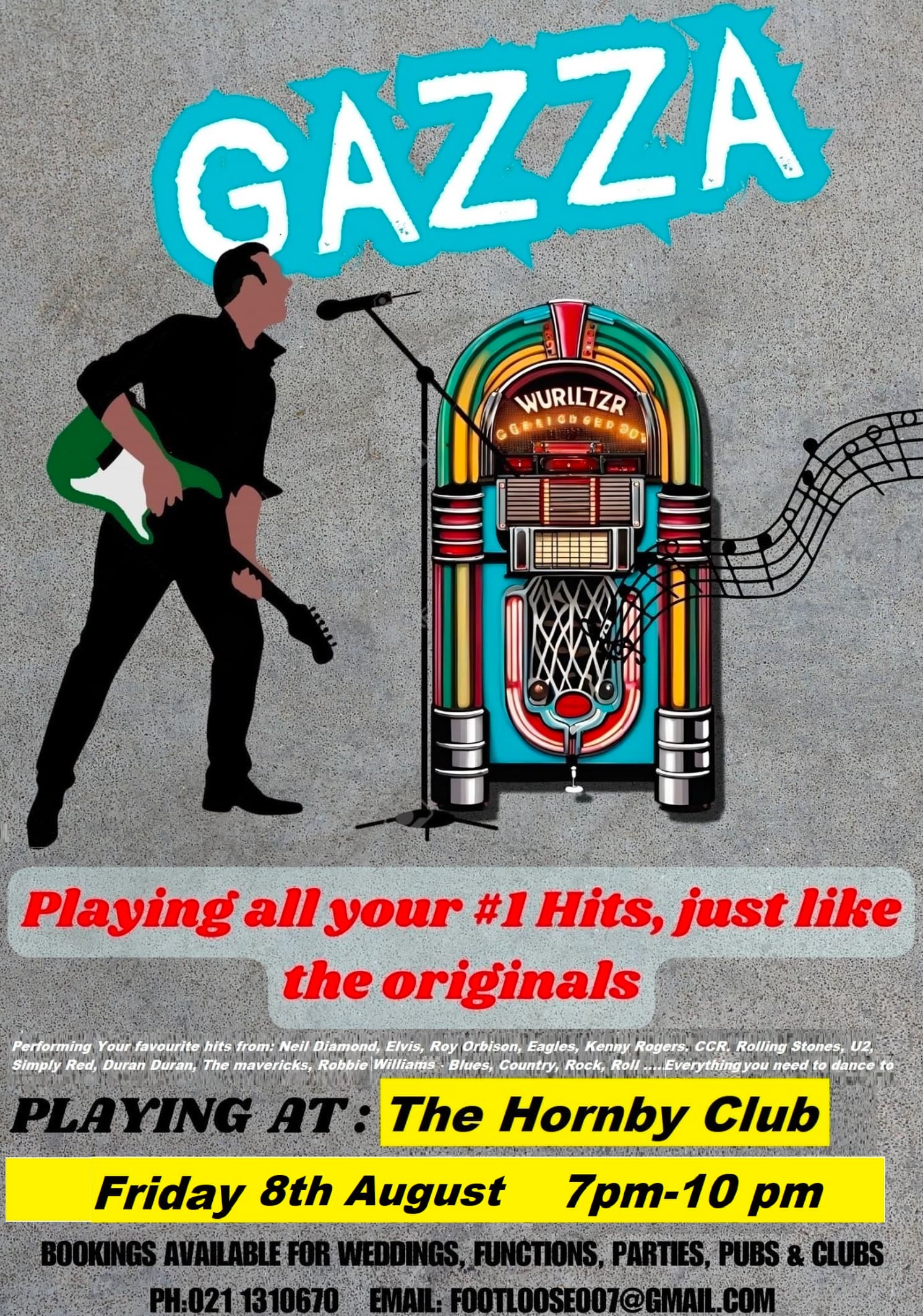 Live music poster advertising for august 8th.
